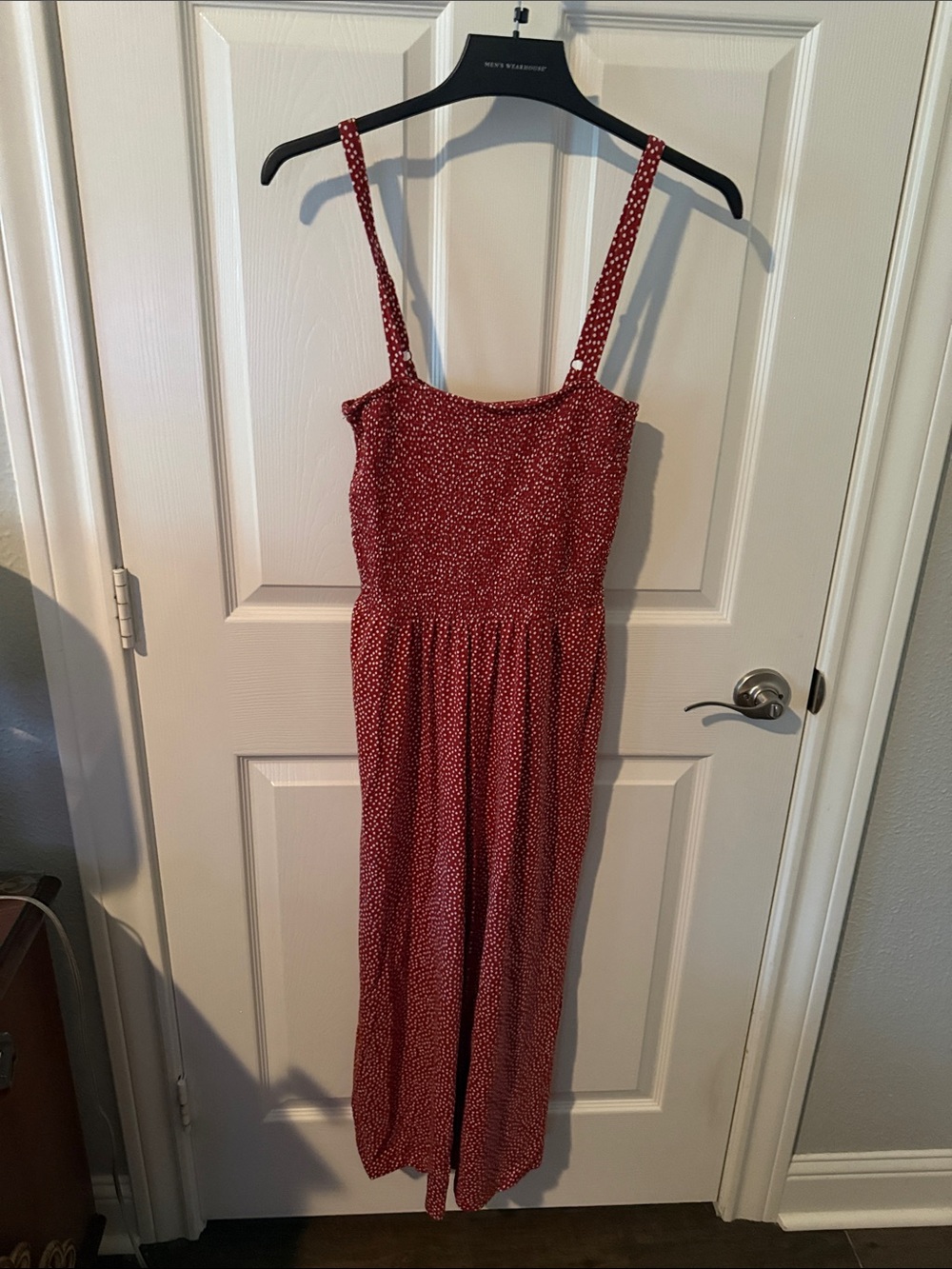 Old Navy Red Microdot Smocked Maxi Dress